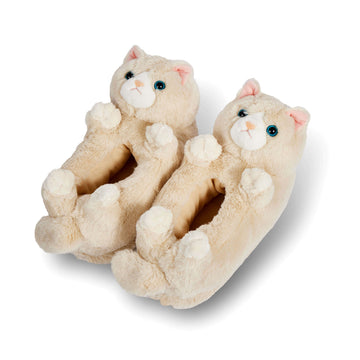 Pair of plush cat-shaped kids' slippers 