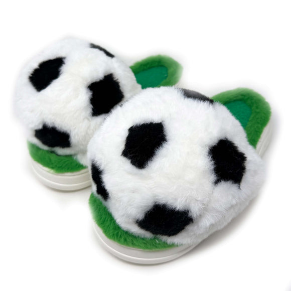 3d soccer ball plush slides with non-skid bottom