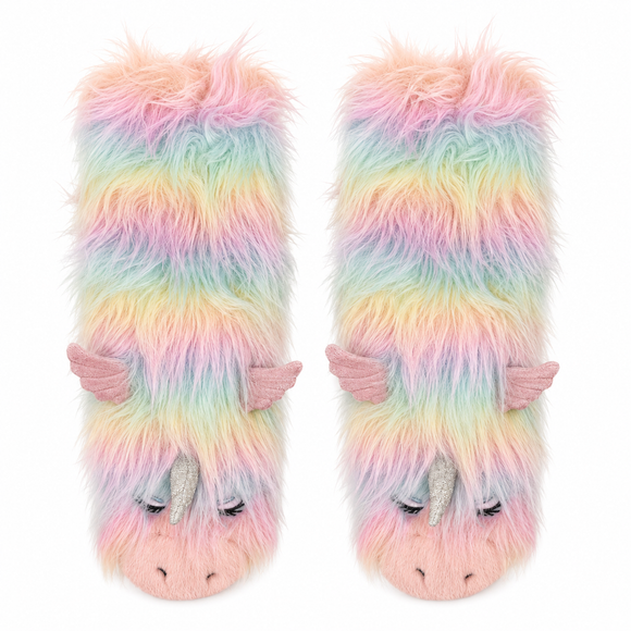 Calcetines con pantuflas de unicornio funky