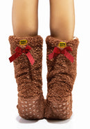 Teddy Bear Plush Slipper Socks-4