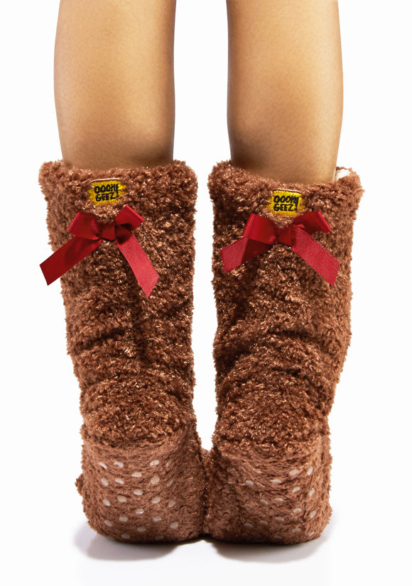 Teddy Bear Plush Slipper Socks
