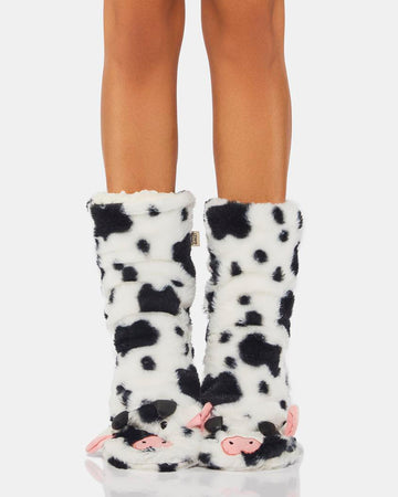 Moo Moo Plush Slipper Socks - 0
