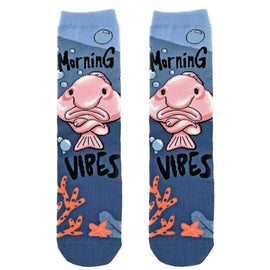 Morning Blob Vibes Socks | Funny Crew Socks for Men