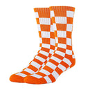Checker Orange Socks| Funny Crew Socks for Men