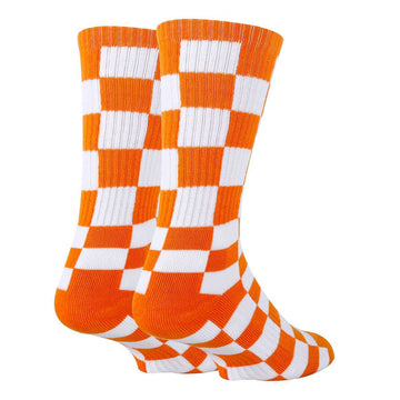Checker Orange Socks| Funny Crew Socks for Men