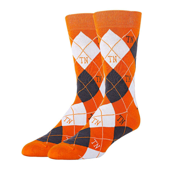 Tennessee Argyle Orange Socks| Funny Crew Socks for Men