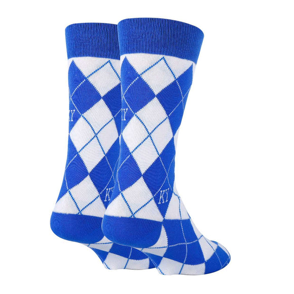 Kentucky Argyle Royal Socks| Funny Crew Socks for Men