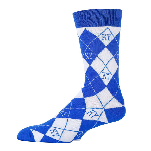 Kentucky Argyle Royal Socks| Funny Crew Socks for Men