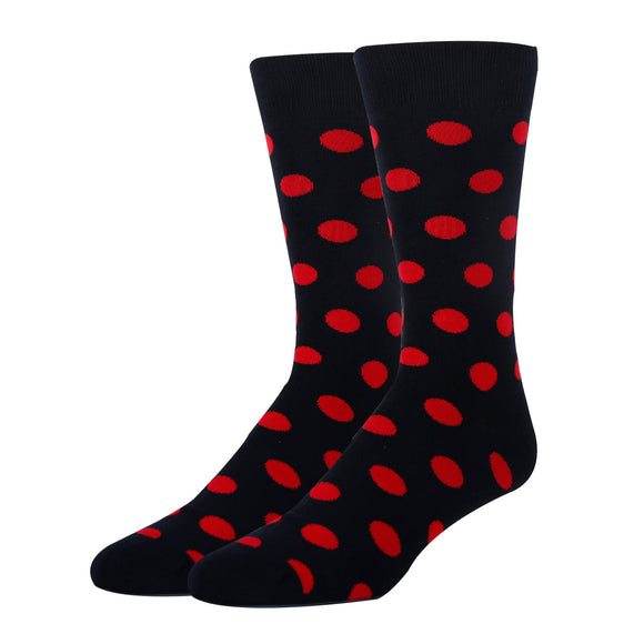 Polka Dot Red Socks| Funny Crew Socks for Men