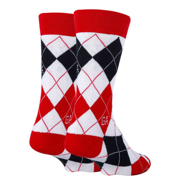 Georgia Argyle Red Socks| Funny Crew Socks for Men