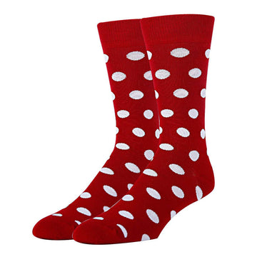 Polka Dot Crimson Socks| Funny Crew Socks for Men