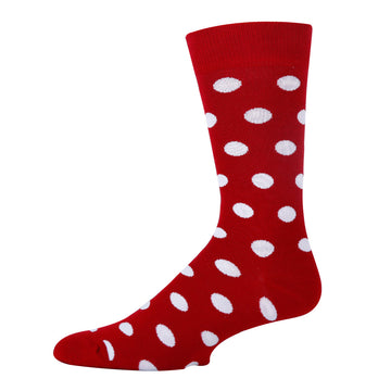 Polka Dot Crimson Socks| Funny Crew Socks for Men