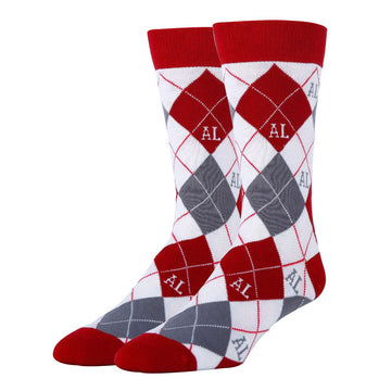 Alabama Argyle Crimson Socks| Funny Crew Socks for Men