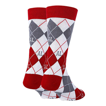 Alabama Argyle Crimson Socks| Funny Crew Socks for Men
