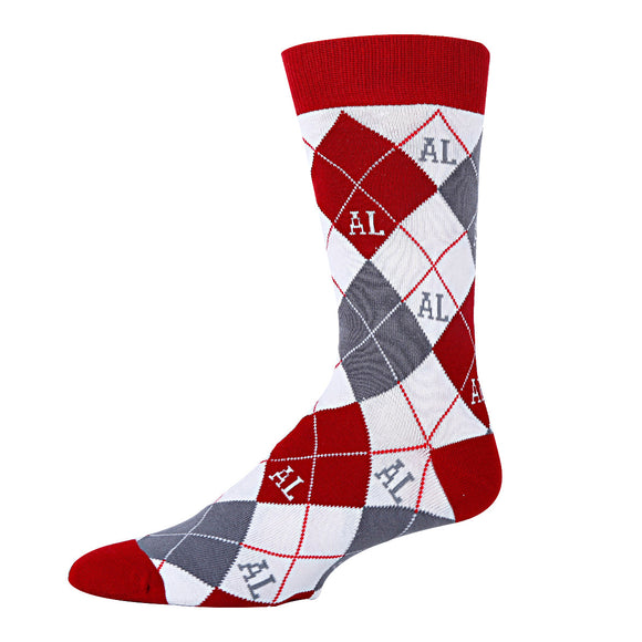 Alabama Argyle Crimson Socks| Funny Crew Socks for Men