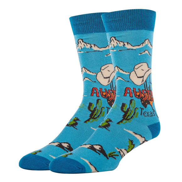 Austin Blues Socks| Funny Crew Socks for Men