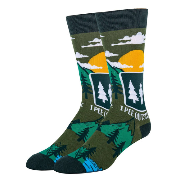 Pee Outside Socks| Funny Crew Socks for Men