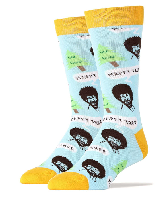 Bob Ross Happy Tree Blue Socks for Men
