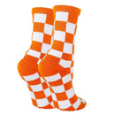 Checker Orange Socks| Funny Crew Socks for Women