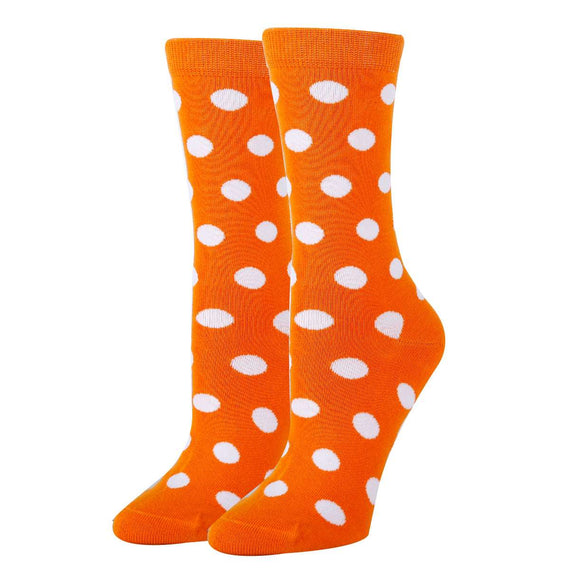 Polka Dot Orange Socks| Funny Crew Socks for Women