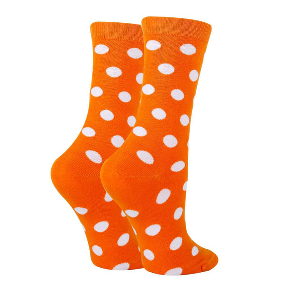 Polka Dot Orange Socks| Funny Crew Socks for Women