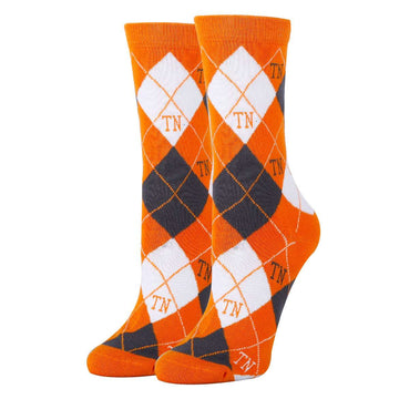 Tennessee Argyle Orange Socks| Funny Crew Socks for Women
