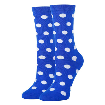 Polka Dot Royal Socks| Funny Crew Socks for Women