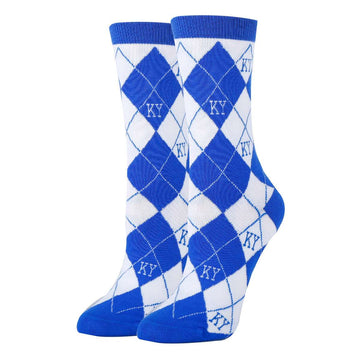 Kentucky Argyle Royal Socks| Funny Crew Socks for Women
