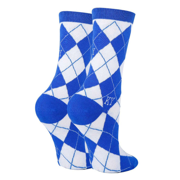 Kentucky Argyle Royal Socks| Funny Crew Socks for Women