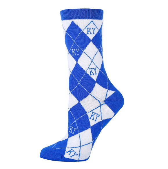 Kentucky Argyle Royal Socks| Funny Crew Socks for Women