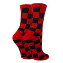 Checker Red Socks| Funny Crew Socks for Women