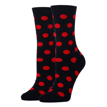 Polka Dot Red Socks| Funny Crew Socks for Women