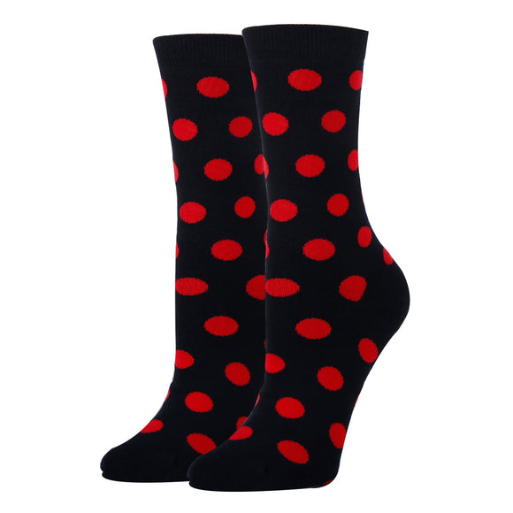 Polka Dot Red Socks| Funny Crew Socks for Women