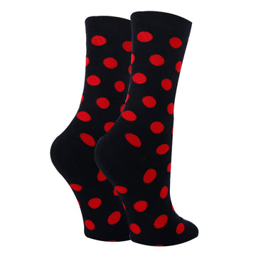 Polka Dot Red Socks| Funny Crew Socks for Women