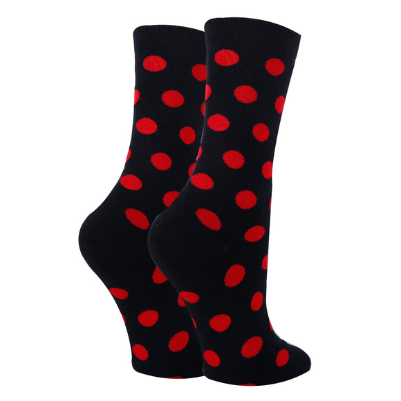 Polka Dot Red Socks| Funny Crew Socks for Women