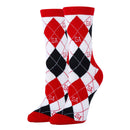 Georgia Argyle Red Socks| Funny Crew Socks for Women