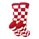 Checker Crimson Socks| Funny Crew Socks for Women