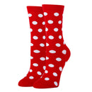 Polka Dot Crimson Socks| Funny Crew Socks for Women