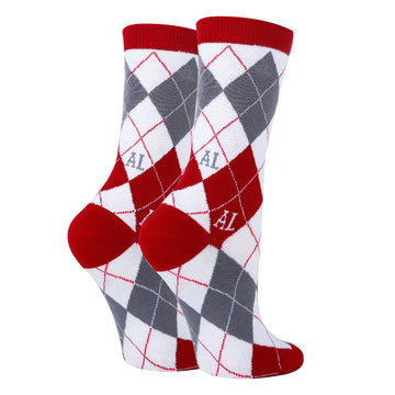 Alabama Argyle Crimson Socks| Funny Crew Socks for Women