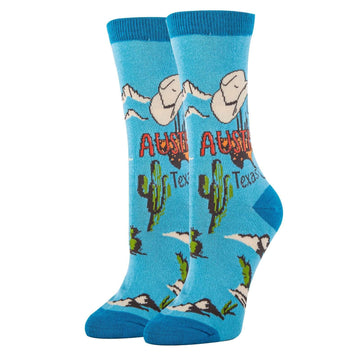 Austin Blues Socks| Funny Crew Socks for Women