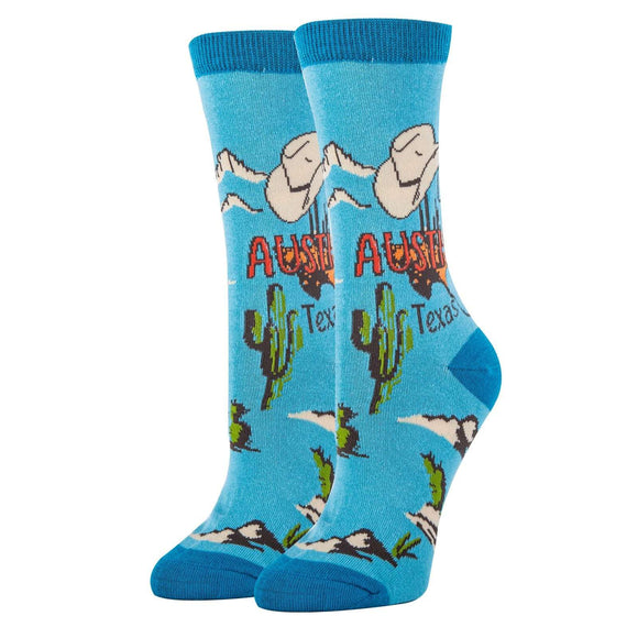 Austin Blues Socks| Funny Crew Socks for Women