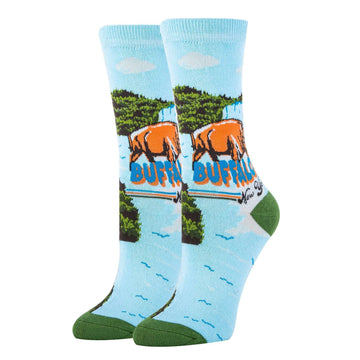 Buffalo Views Socks| Funny Crew Socks for Women