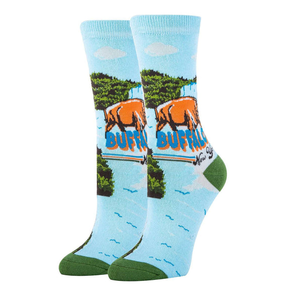 Buffalo Views Socks| Funny Crew Socks for Women