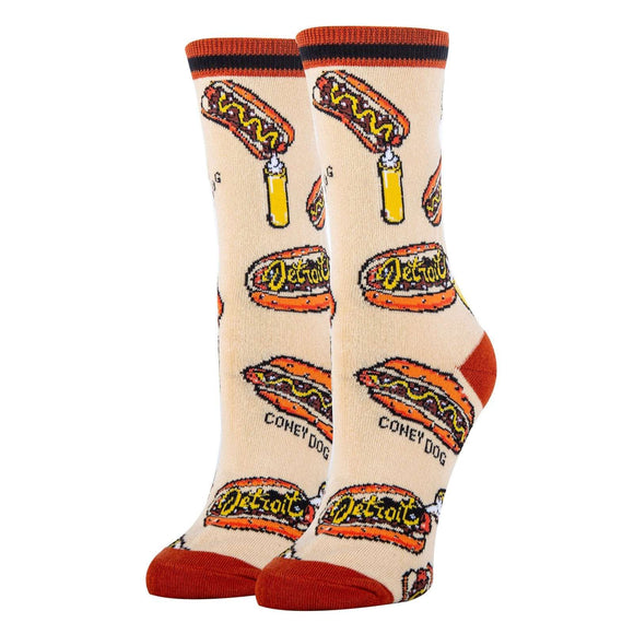 Coney Dog Socks| Funny Crew Socks for Women