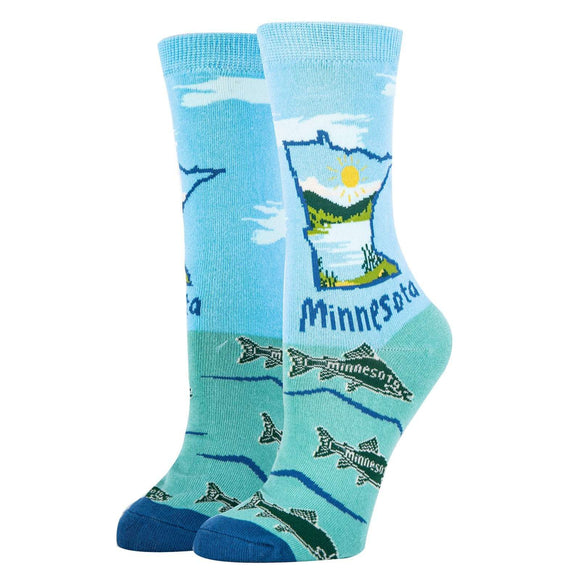 Love Minnesota Socks| Funny Crew Socks for Women