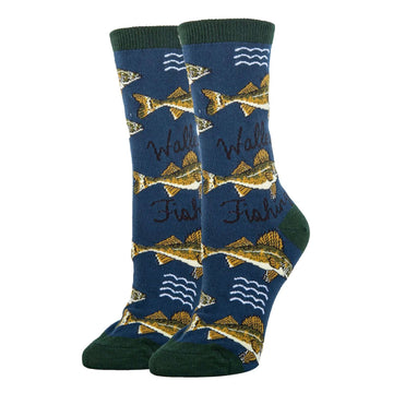 Walleye Socks| Funny Crew Socks for Women