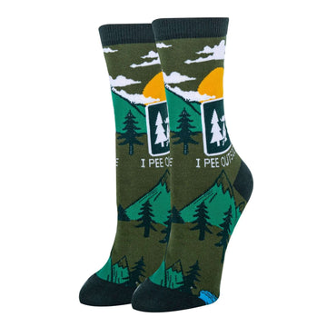 Pee Outside Socks| Funny Crew Socks for Women