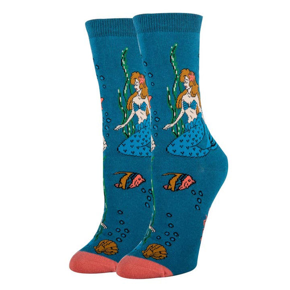 Mermaid Splash Socks | Funny Crew Socks for Women