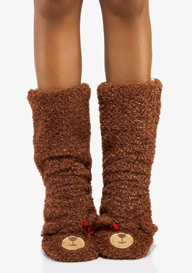 Teddy Bear Plush Slipper Socks - 0