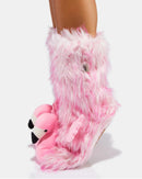 Flamingo Time Plush Slipper Socks-3